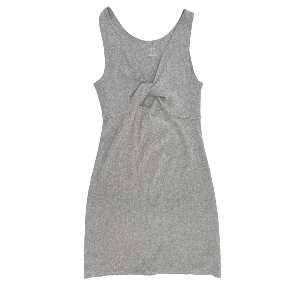Aerie Ribbed Twist Front Tank Dress Women M Grey Bodycon Casual Summer